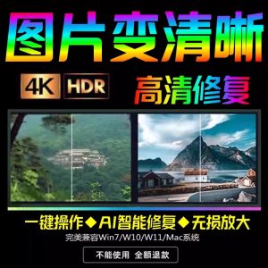 智能AI:图片相片模糊变清晰/高清修复无损放大/黑白上色彩色软件-淘宝虚拟仓