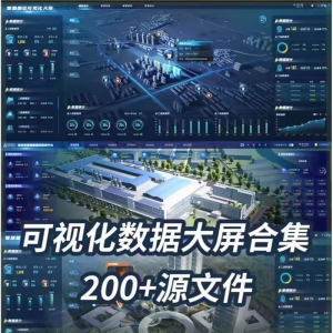 可视化数据大屏设计模板蓝色科技数字孪生设计素材UI界面PSD文件-淘宝虚拟仓